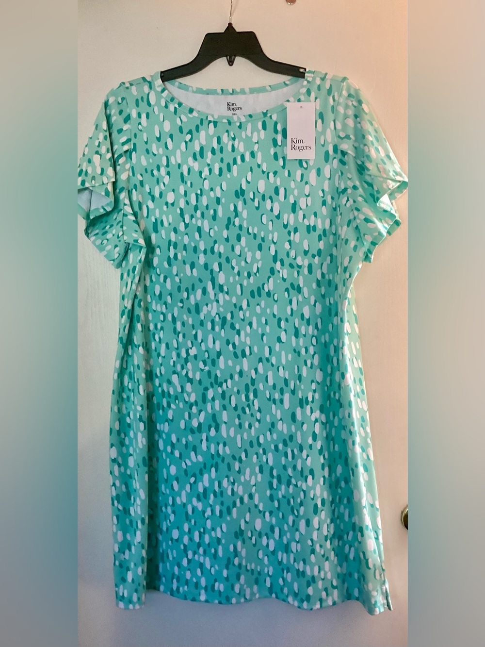 Kim Rogers Mint Green & Teal Abstract Dot Shift Dress